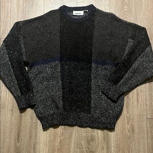 Damon Men's Black and Gray Wool Crewneck Sweater Size XL